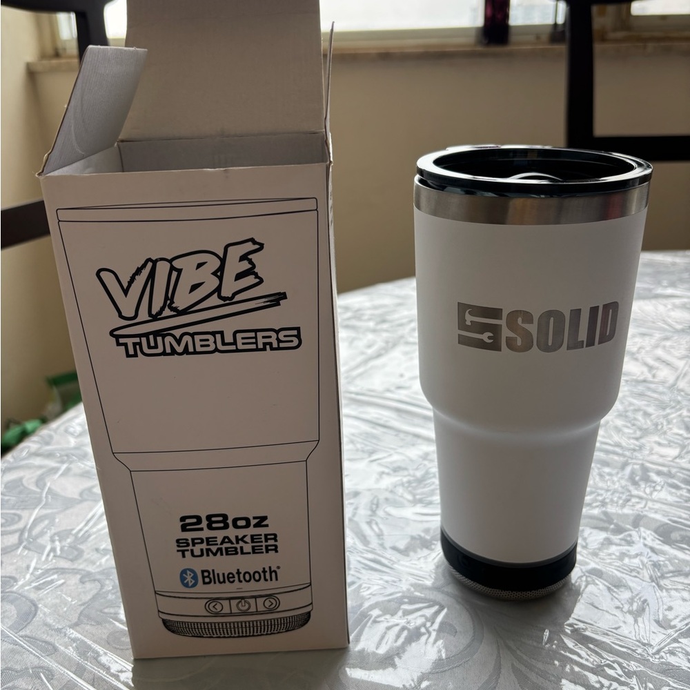 Vibe White Speaker Tumbler